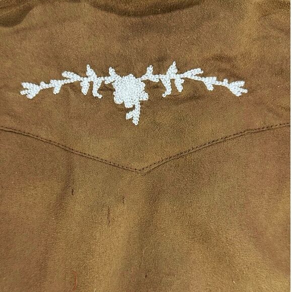 Trish Scully Girls SZ 4 Brown Suede Embroidered Peplum Pearl Snap Cowgirl Dress - Picture 4 of 10